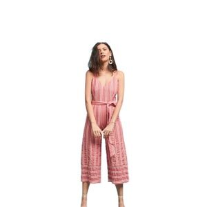 Lost + Wander Coral Striped Jumpsuit